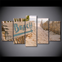 5-Piece Sandy Coastal Beach Sign Canvas Wall Art