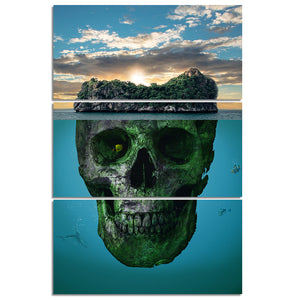 3-Piece Vertical Underwater Skull Island Canvas Wall Art