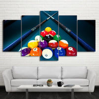 5-Piece Glowing Billiard Pool Balls Canvas Wall Art