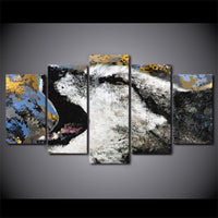 5-Piece Painted Abstract Howling Wolf Canvas Wall Art