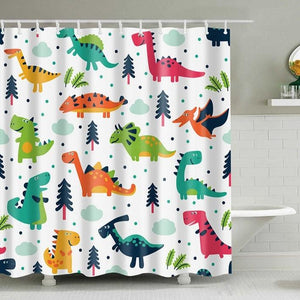 Kids Colorful Cartoon Dinosaur Bathroom Shower Curtain