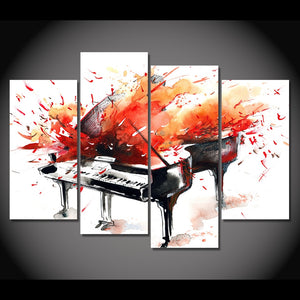 4-Piece Canvas Abstract Piano Explosion Wall Art