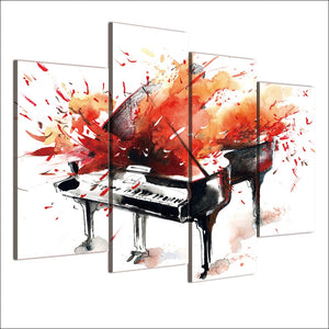 4-Piece Canvas Abstract Piano Explosion Wall Art