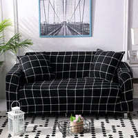 Black & White Lattice Stripe Pattern Sofa Couch Cover