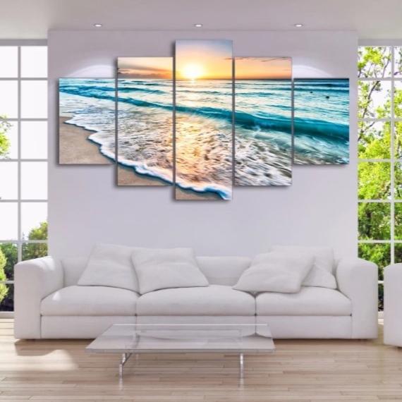 5-Piece Tropical Beach Sunset Canvas Wall Art