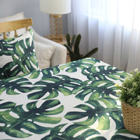 White Tropical Palm Leaf Print Polyester Tablecloth