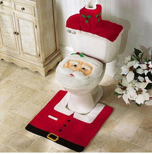 3-Piece Christmas Bathroom Mat / Toilet Seat Cover Set