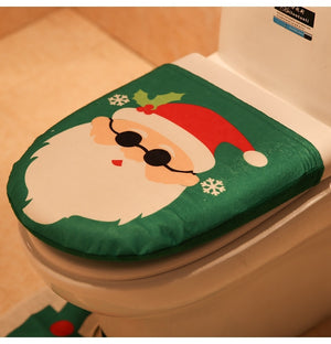 3-Piece Christmas Bathroom Mat / Toilet Seat Cover Set