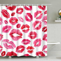 White Kissing Red Lips Pattern Bathroom Shower Curtain