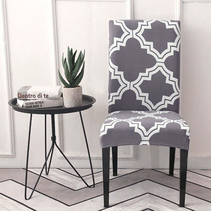 Double Lined Quarterfoil Pattern Dining Chair Cover