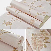 Embossed 3D Victorian Floral Pattern Wallpaper