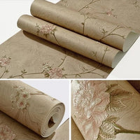 Embossed 3D Victorian Floral Pattern Wallpaper