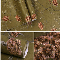 Embossed 3D European Floral Pattern Wallpaper