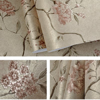 Embossed 3D European Floral Pattern Wallpaper