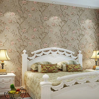 Embossed 3D European Floral Pattern Wallpaper