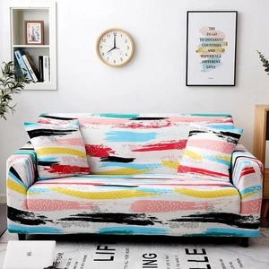 Multi-Color Abstract Paint Stripe Sofa Couch Cover