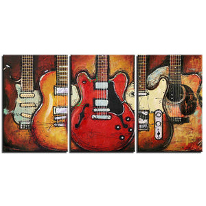 3-Piece Abstract Musical Guitars Canvas Wall Art