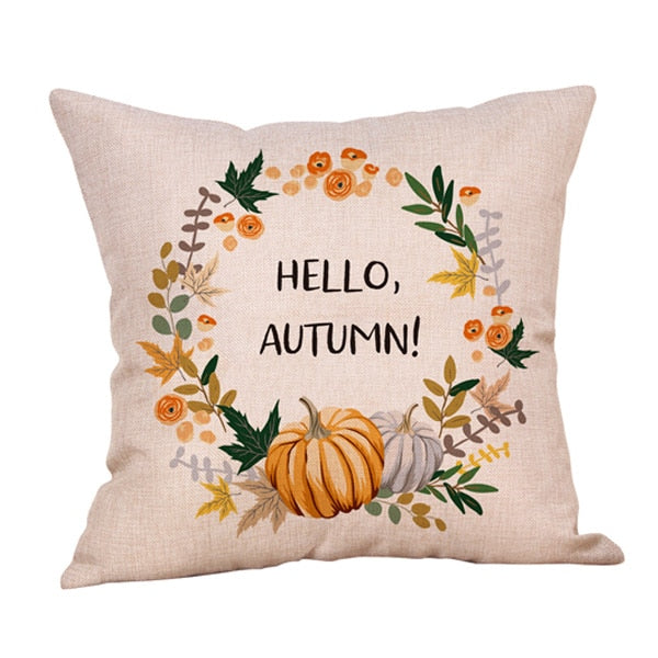 18" Country Autumn / Thanksgiving Print Throw Pillow Cover