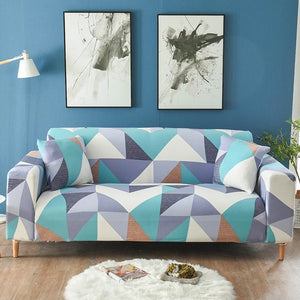 Blue Pastel Geometric Triangle Sofa Couch Cover