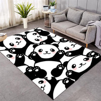 Black & White Cartoon Panda Area Rug Floor Mat