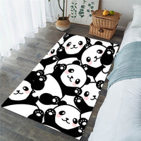 Black & White Cartoon Panda Area Rug Floor Mat