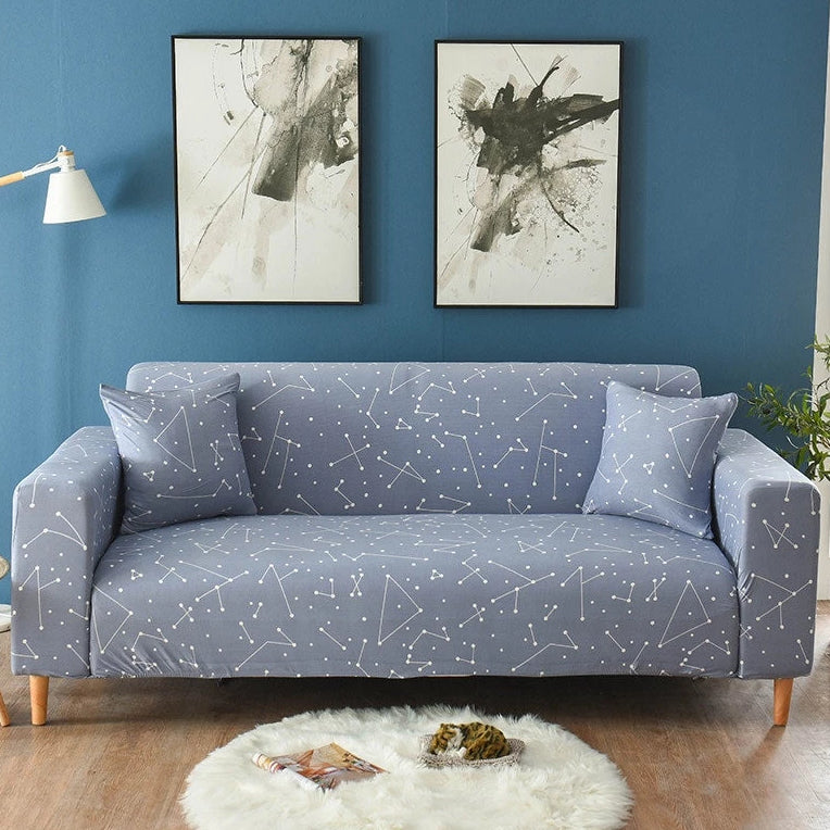 Blue Gray Constellation Pattern Sofa Couch Cover