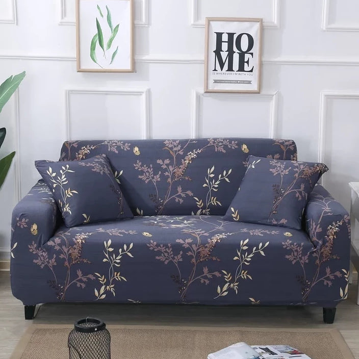 Vintage Blue Floral Branch Pattern Sofa Couch Cover – Decorzee