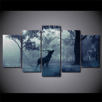 5-Piece Black Forest Howling Elk Canvas Wall Art