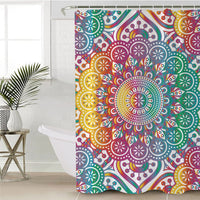 Colorful Rainbow Mandala Print Bathroom Shower Curtain