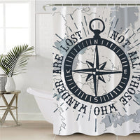 White Nautical Wandering Compass Bathroom Shower Curtain