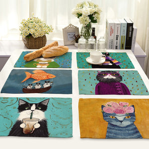 Comical Cartoon Kitty Cat Table Placemat