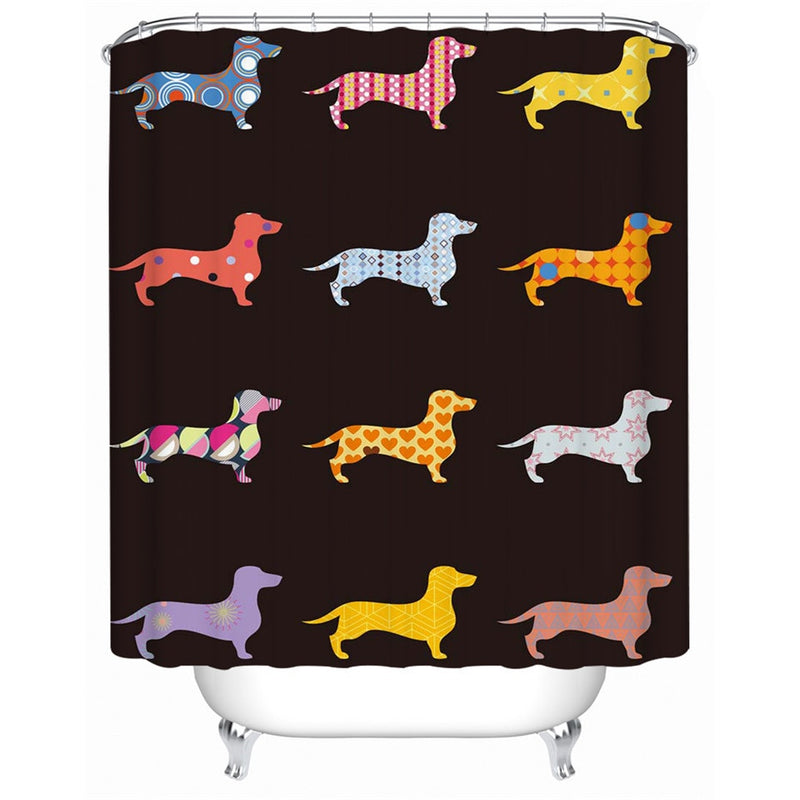 Dachshund Wiener Dog Pattern Bathroom Shower Curtain