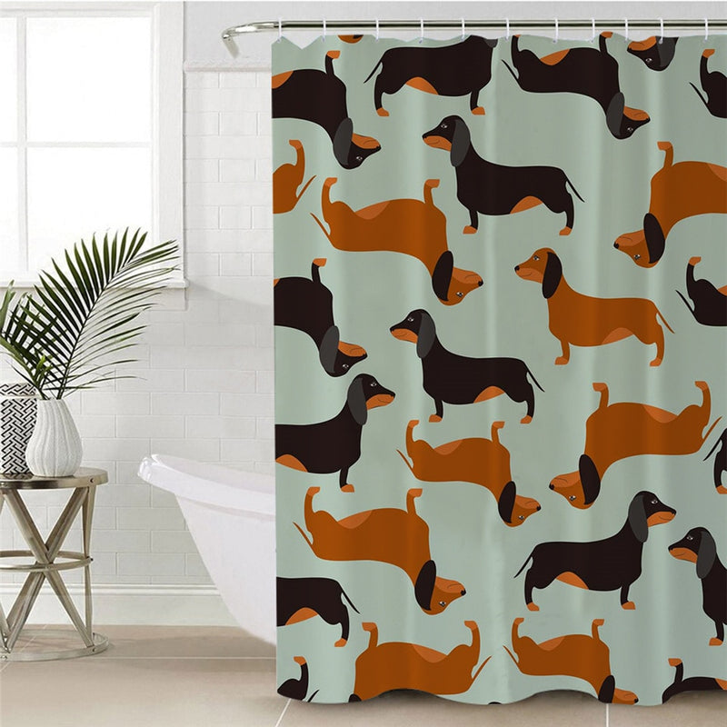 Dachshund Wiener Dog Pattern Bathroom Shower Curtain