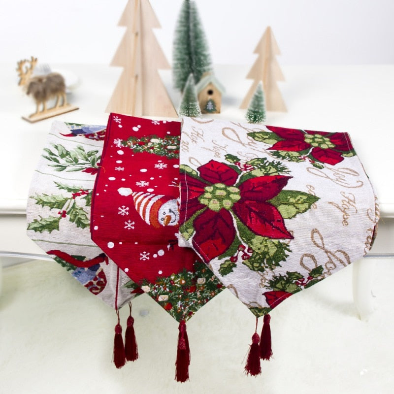 Decorative Christmas Holiday Table Runner w/ Tassel