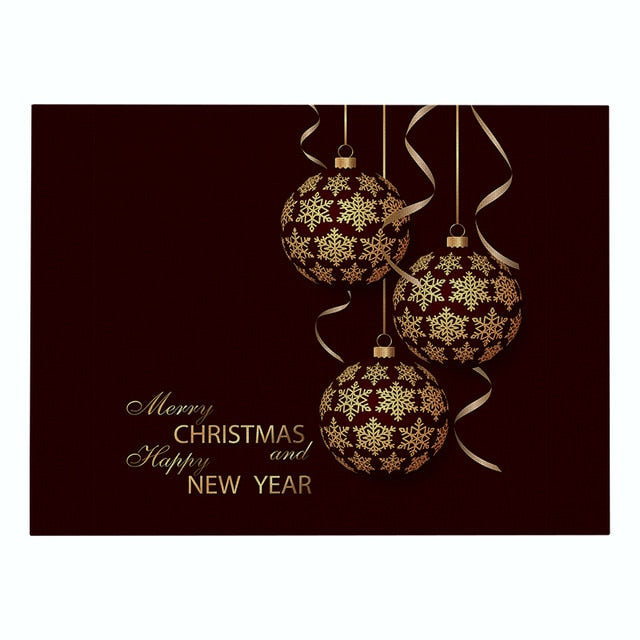 Black & Gold Holiday Christmas Print Table Placemat