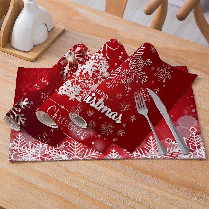 Red Merry Christmas Print Table Placemat