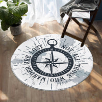 Round Nautical Wandering Compass Floor Mat Rug