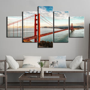 5-Piece San Francisco Bay Bridge Sky Canvas Wall Art