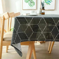 Striped Octagon Geometric Cotton Linen Tablecloth