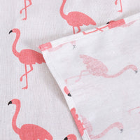 White Pink Flamingo Print Cotton Linen Tablecloth