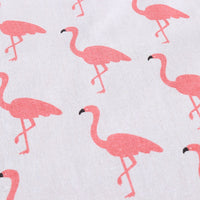 White Pink Flamingo Print Cotton Linen Tablecloth