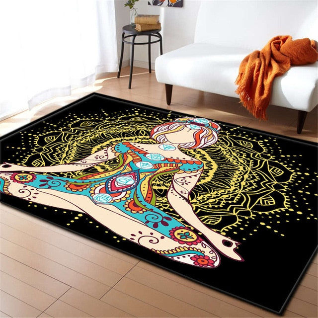 Buddhist Yoga Meditation Print Area Rug Floor Mat