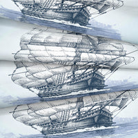 Blue 2/3-Piece Vintage Colonial Sailing Ship Duvet Cover Set
