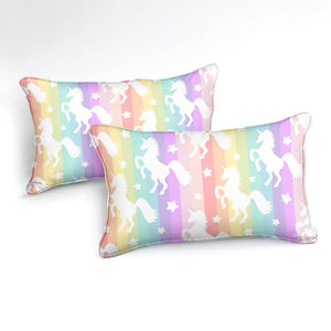 2/3-Piece Multi-Color Rainbow Unicorn Stripe Duvet Cover Set