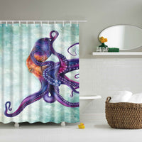 Multi-Color Octopus Print Bathroom Shower Curtain