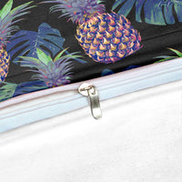 Black 2/3-Piece Fluorescent Pineapple Print Duvet Cover Set
