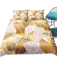 Gold 2/3-Piece Tropical Palm Leaf Pattern Duvet Cover Set