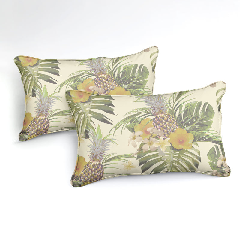 Beige 2/3-Piece Floral Pineapple Print Duvet Cover Set