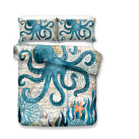 2/3-Piece Mediterranean Octopus Print Duvet Cover Set