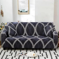 Dark Navy Abstract Curved Stripe Sofa Couch Cover